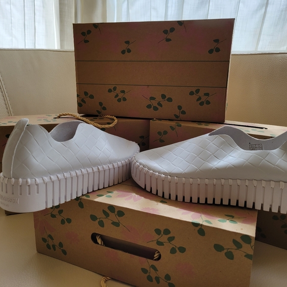 NEW Ilse Jacobsen Hornbaek White Leather Tulip Plateau shoes - Picture 4 of 5